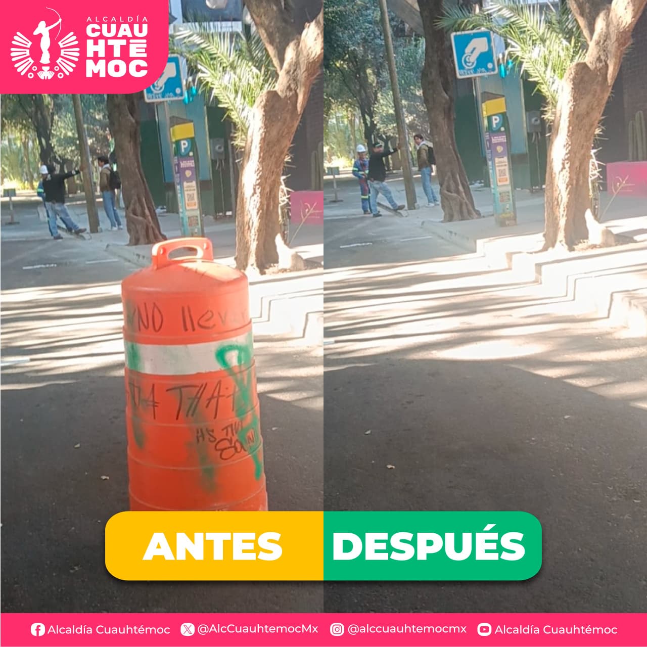 ALCALDÍA CUAUHTÉMOC LIBERA 2 MIL METROS CUADRADOS DE ESPACIO PÚBLICO Y RETIRA MOSTRENCOS Y OBSTÁCULOS
