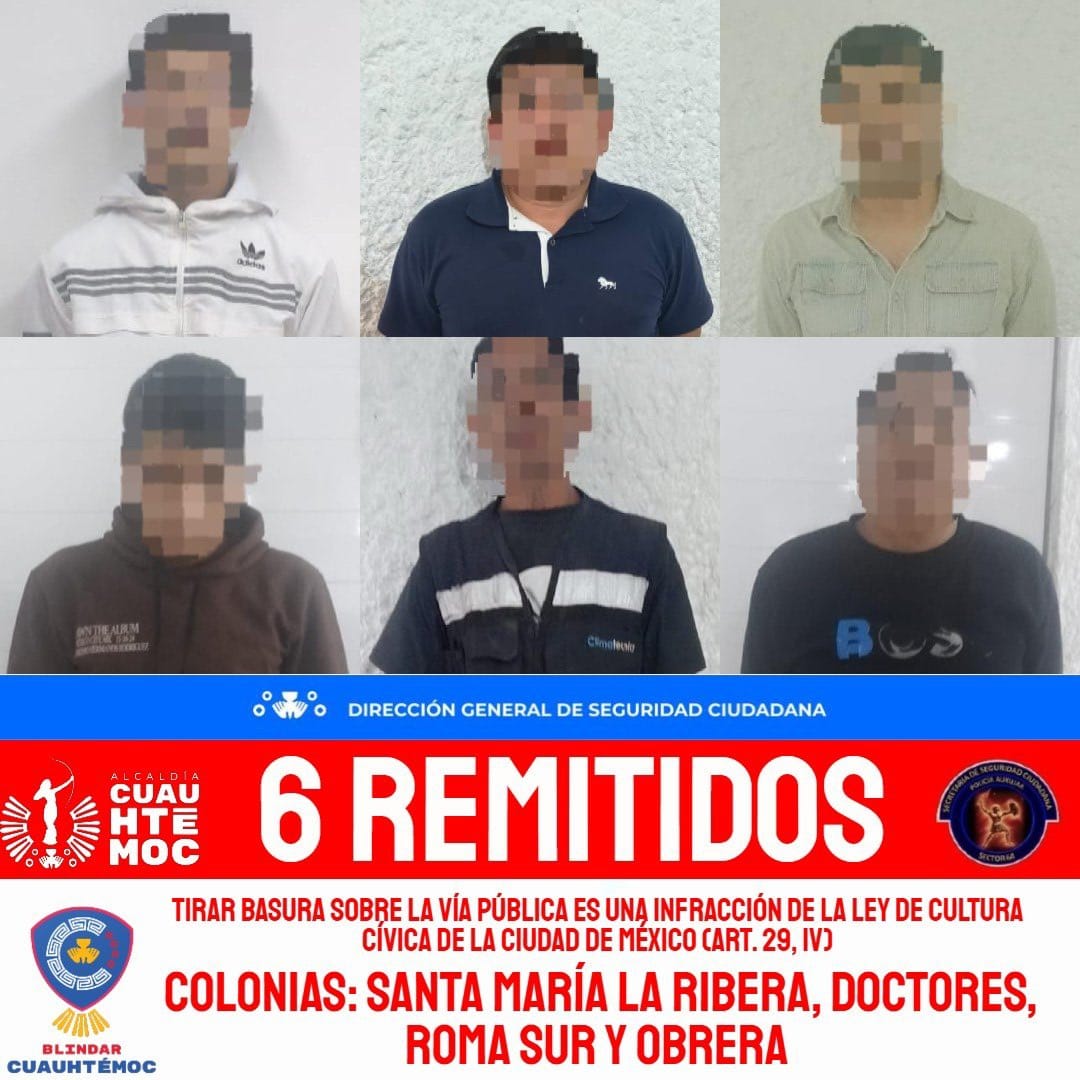 ALCALDÍA CUAUHTÉMOC REMITE A 42 PERSONAS POR ARROJAR BASURA EN LA VÍA PÚBLICA DURANTE UNA SEMANA