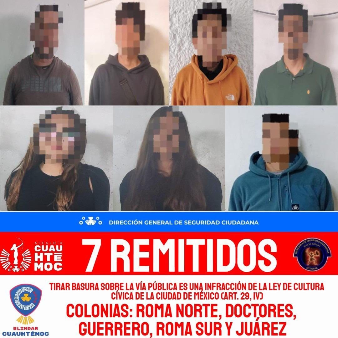 ALCALDÍA CUAUHTÉMOC REMITE A 42 PERSONAS POR ARROJAR BASURA EN LA VÍA PÚBLICA DURANTE UNA SEMANA
