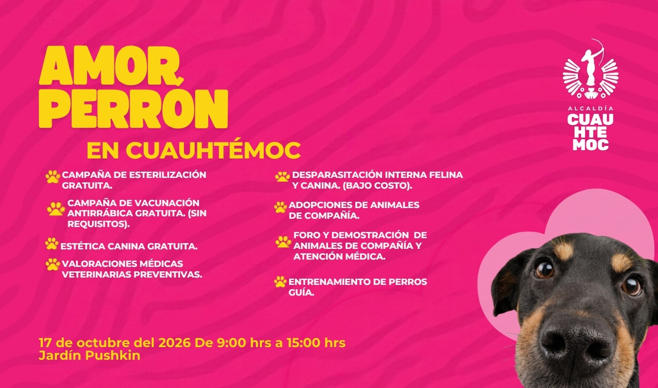 ALE ROJO DE LA VEGA INVITA A JORNADA GRATUITA DE ATENCIÓN ANIMAL AMOR PERRÓN EN EL JARDÍN PUSHKIN
