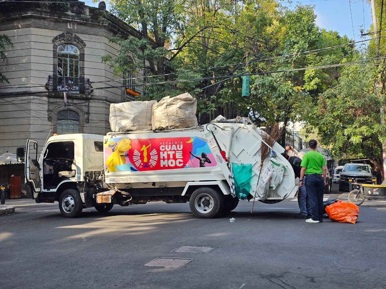 Retiran cuatro árboles secos en la Plaza Río de Janeiro