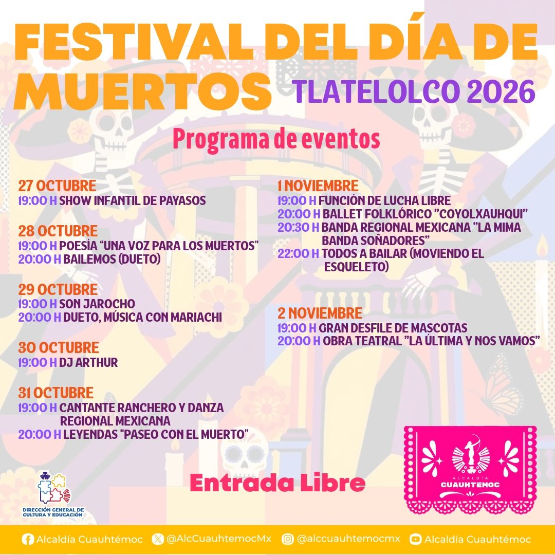 Cuauhtémoc ofrecerá 55 actividades gratuitas por Día de Muertos