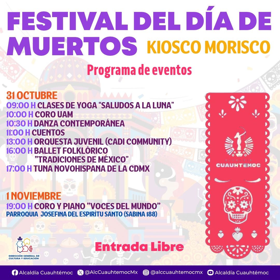Cuauhtémoc ofrecerá 55 actividades gratuitas por Día de Muertos