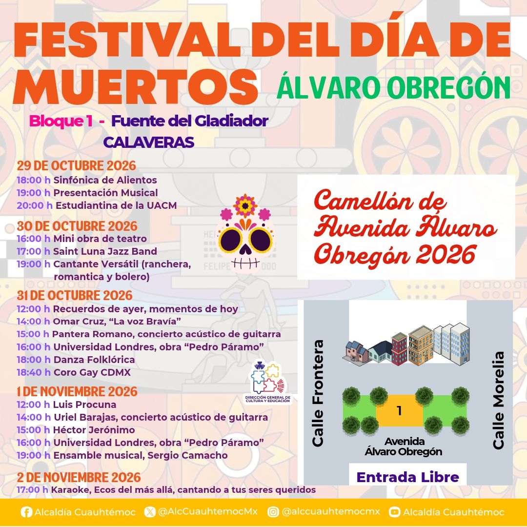 Cuauhtémoc ofrecerá 55 actividades gratuitas por Día de Muertos