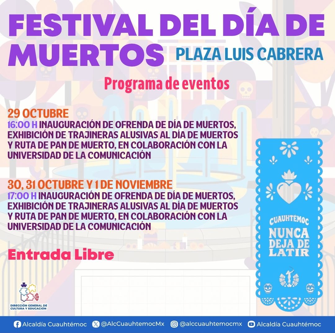 Cuauhtémoc ofrecerá 55 actividades gratuitas por Día de Muertos